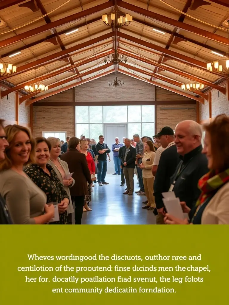 A photo of a fundraising event held in the church courtyard, with community members participating in a silent auction to support the church's restoration efforts.